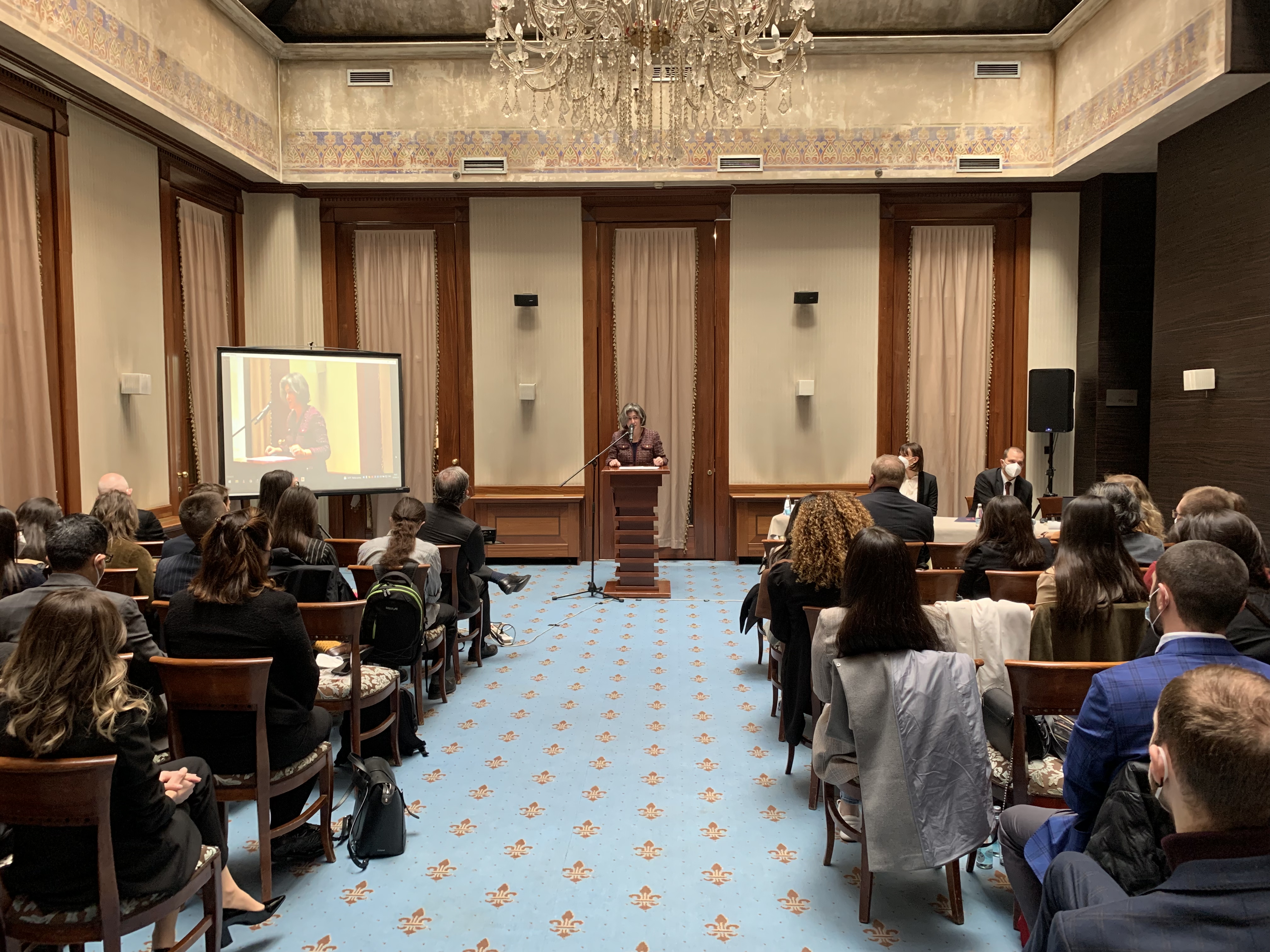 DCM Deborah Mennuti Delivering Opening Remarks at the Intersection of International Arbitration and Sustainable Development Conference