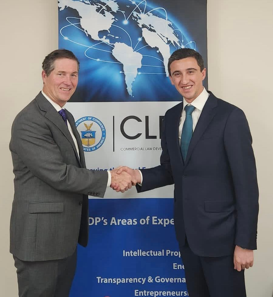 Chairman Soso Giorgadze of Sakpatenti meets with CLDP Chief Counsel Steve Gardner
