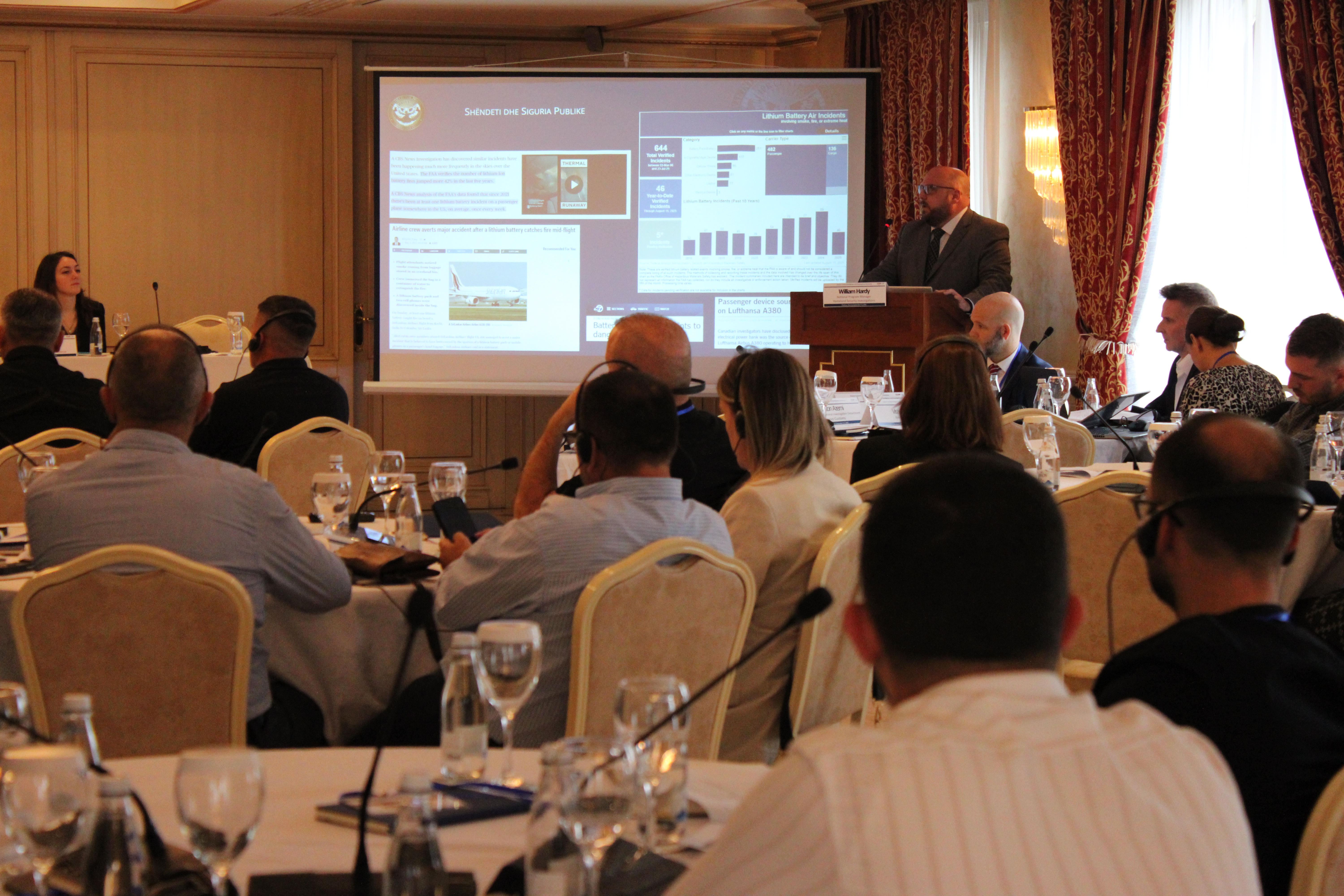 Bill Hardy speaks at the Kosovo Customs Intelligence and Investigations Workshop.