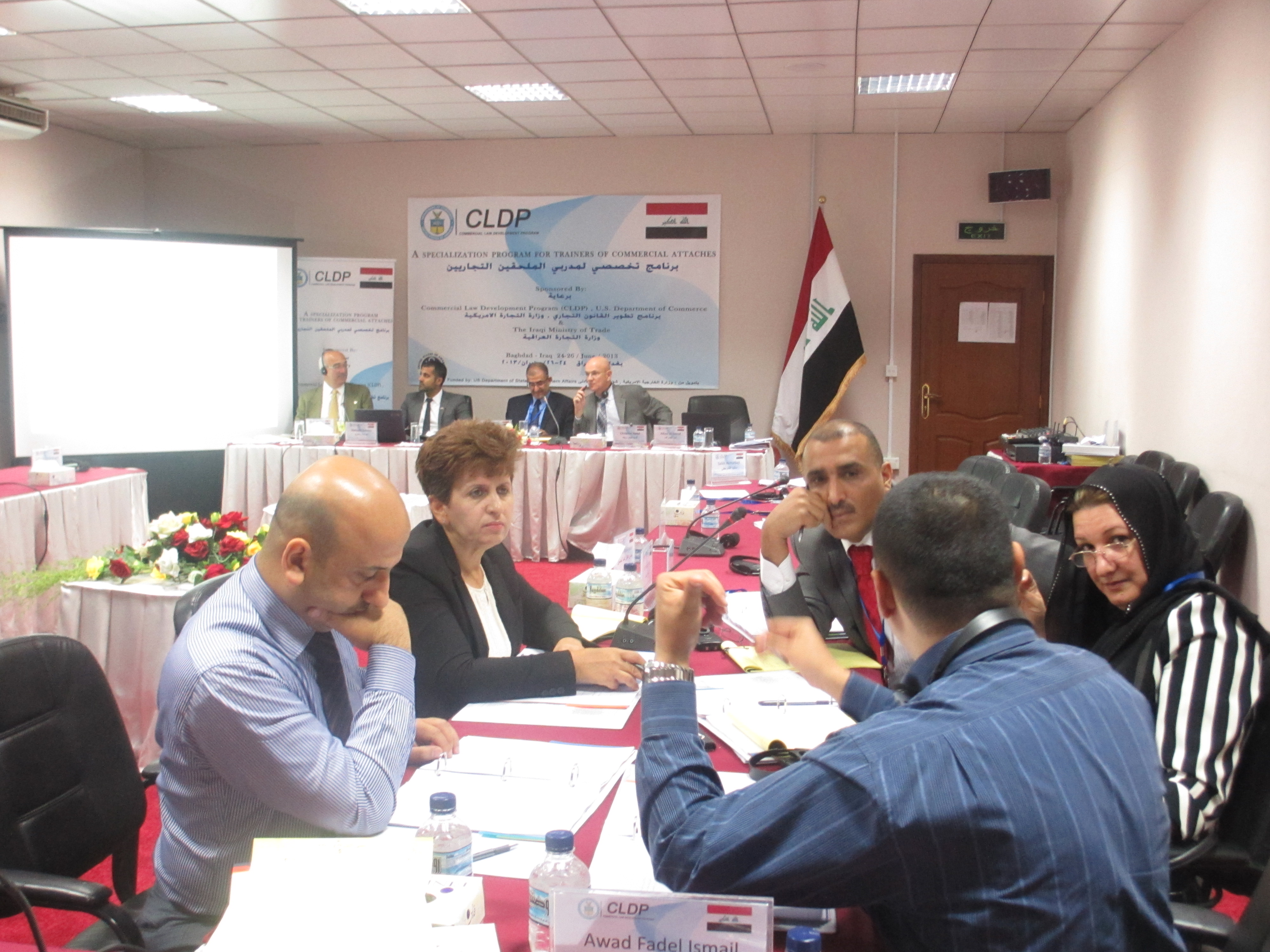 Future Iraqi Commercial Attaché trainers participate in a case study breakout group discussion.