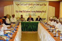 The Honorable Gary Grappo, US ambassador to the Sultanate of Oman at the opening session of the US Oman FTA training workshop at the Safeer Hotel in Muscat.