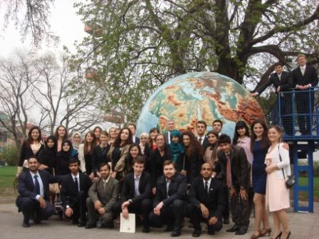 Middle East teams celebrate after the Vis Moot Awards Dinner