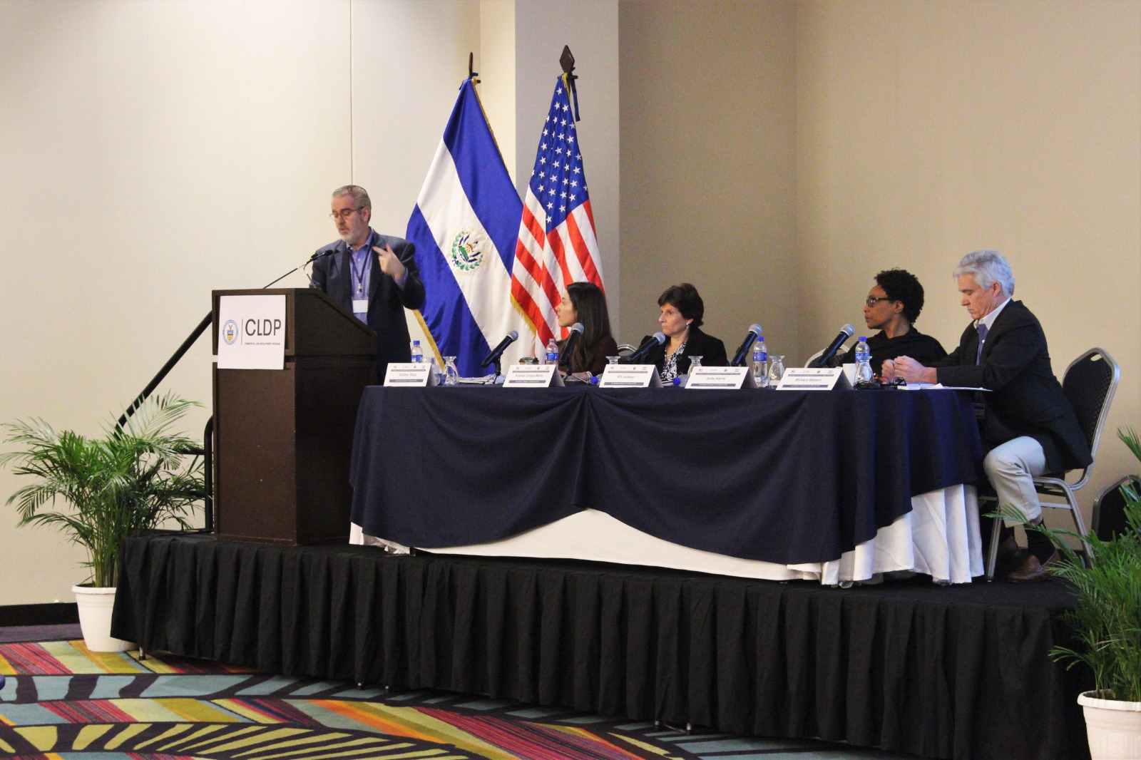 AUSTR Bill Jackson presents on the use of textiles provisions of CAFTA-DR and their impact on global commerce.