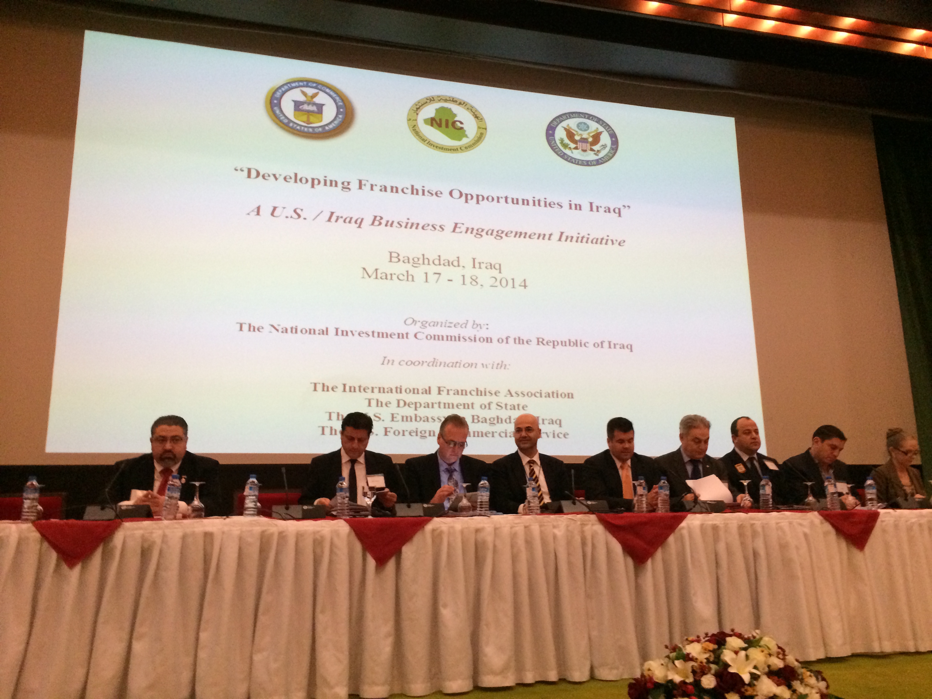 Representatives of US Franchises speak to an audience of prospective Iraqi franchisees.