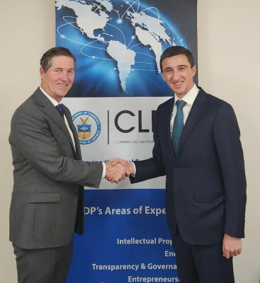 Chairman Soso Giorgadze of Sakpatenti meets with CLDP Chief Counsel Steve Gardner