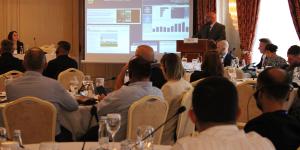 Bill Hardy speaks at the Kosovo Customs Intelligence and Investigations Workshop.